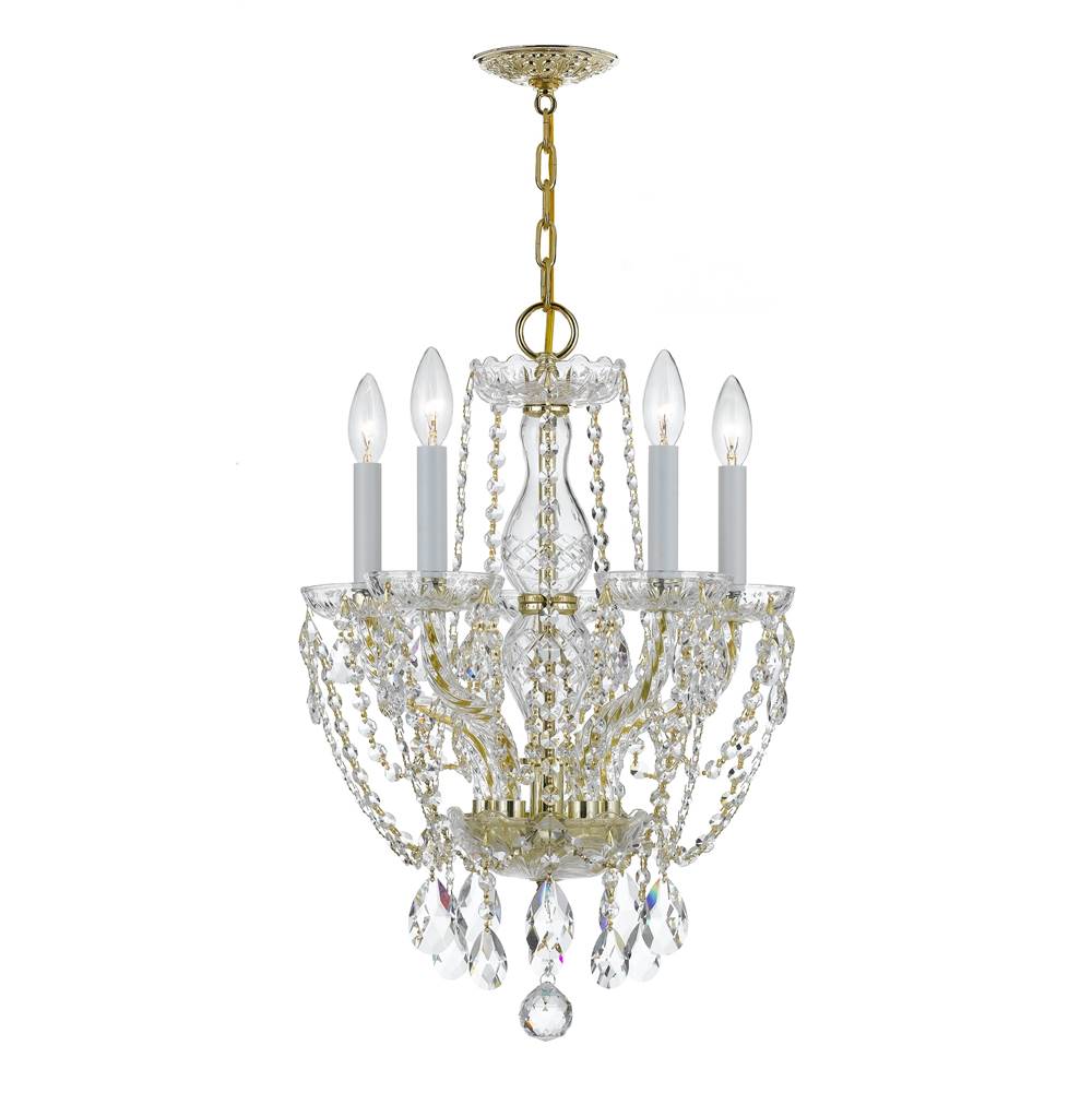 Crystorama Traditional Crystal 5 Light Spectra Crystal Polished Brass Mini Chandelier