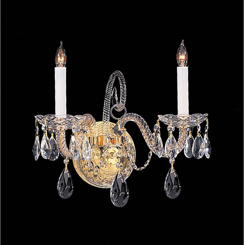 Crystorama Traditional Crystal 2 Light Clear Crystal Polished Brass Sconce