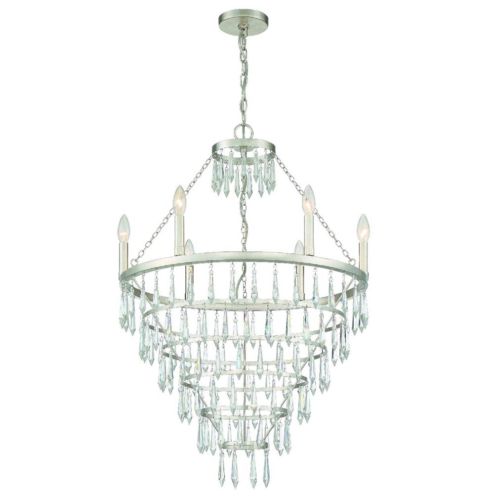Crystorama Lucille 6 Light Antique Silver Chandelier