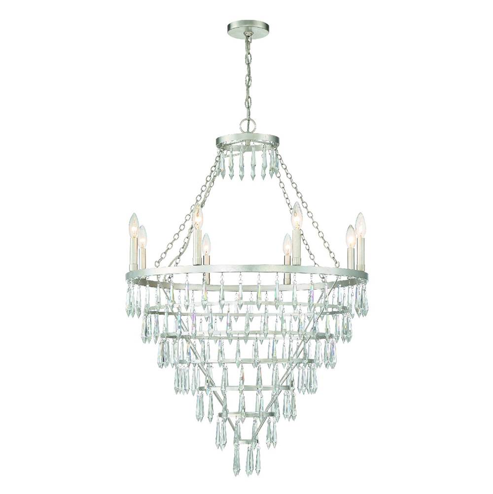 Crystorama Lucille 8 Light Antique Silver Chandelier