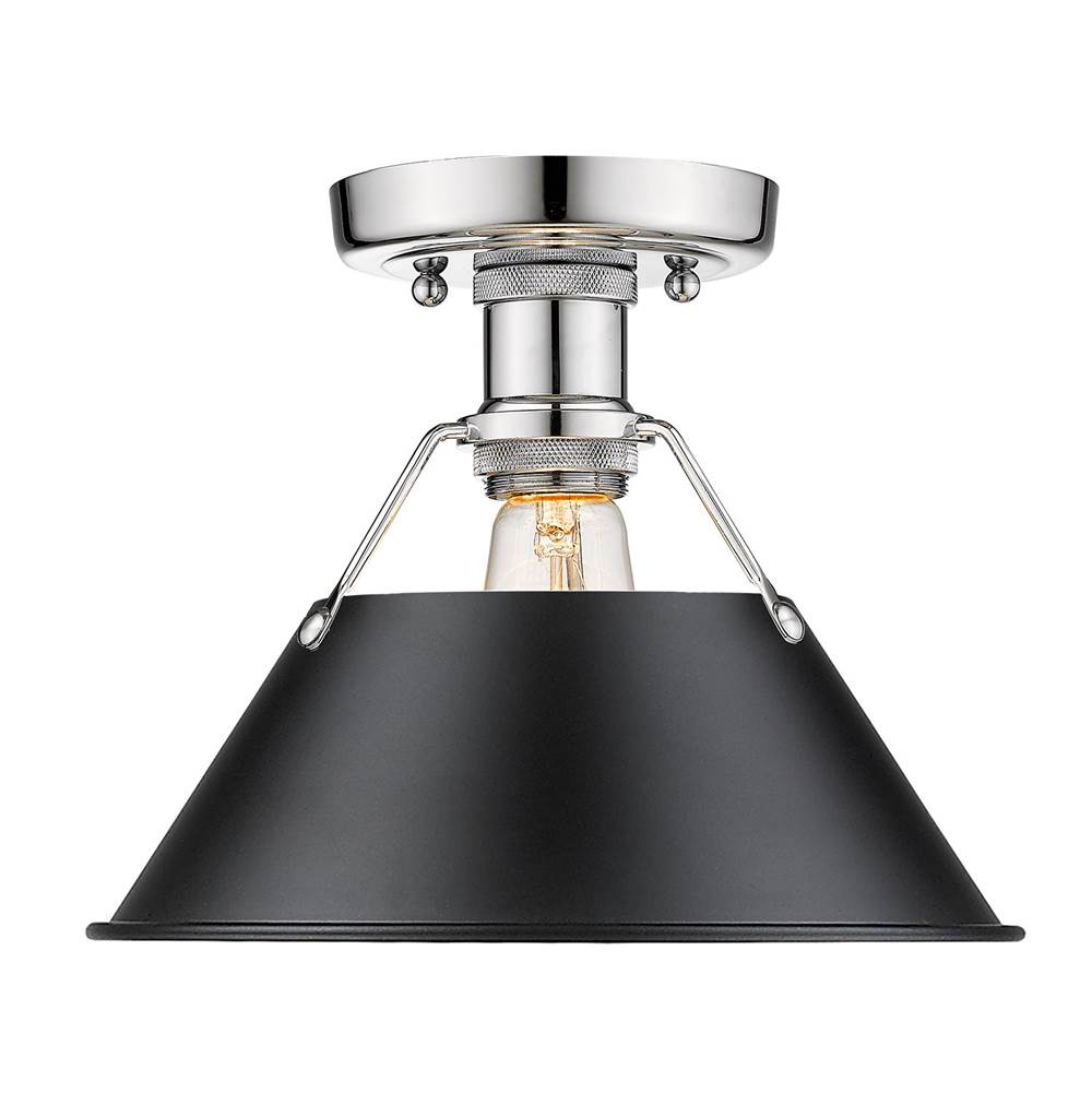 Golden Lighting Orwell CH Flush Mount in Chrome with Matte Black Shade