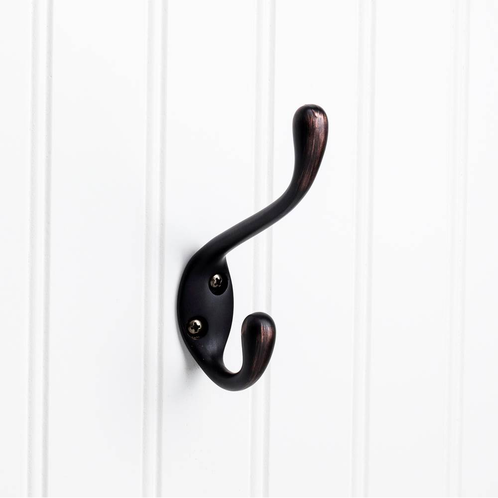 Hardware Resources 4-1/2'' Brushed Oil Rubbed Bronze Large Transitional Double Prong Wall Mounted Hook