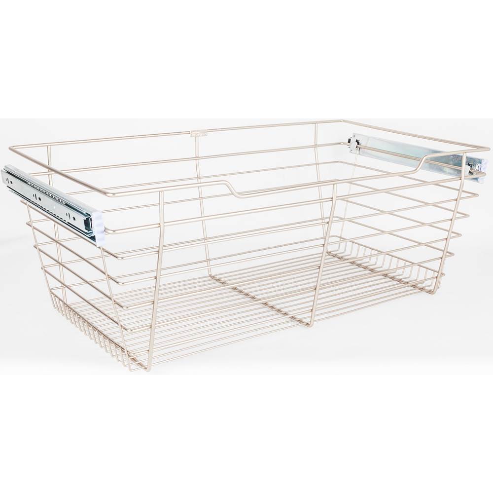 Hardware Resources Satin Nickel Closet Pullout Basket with Slides 16''D x 29''W x 11''H