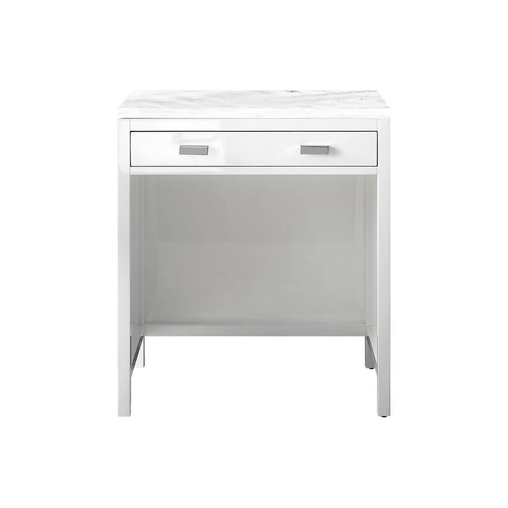 James Martin Vanities Addison 30'' Free-standing Countertop Unit (Makeup Counter), Glossy White w/ 3 CM Arctic Fall Solid Surface Top