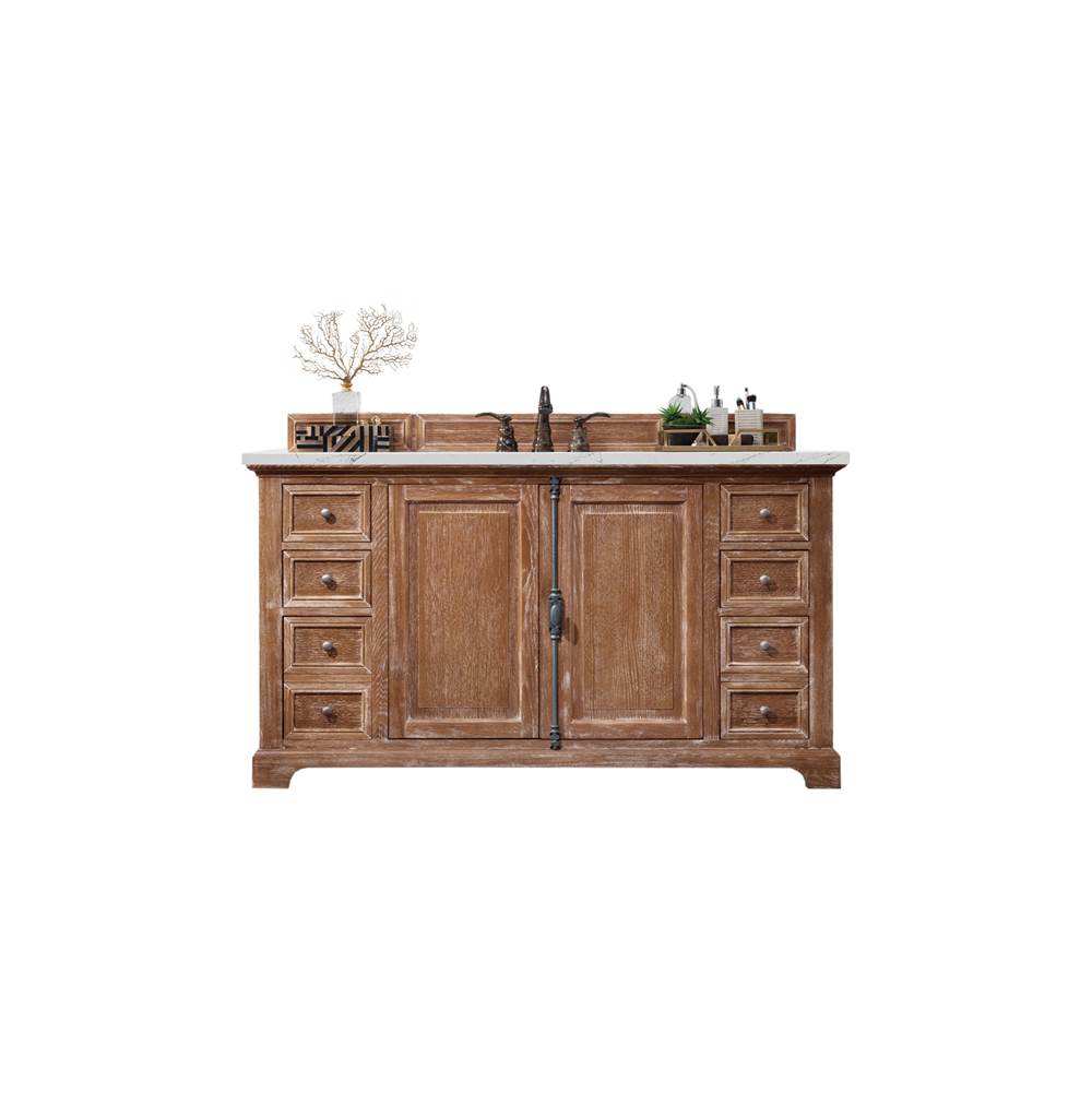James Martin Vanities Providence 60'' Single Vanity Cabinet, Driftwood, w/ 3 CM Ethereal Noctis Quartz Top