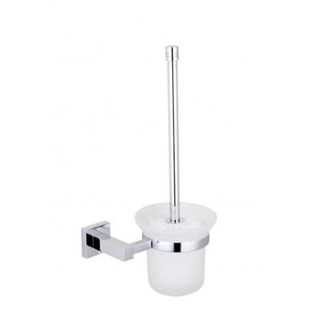 Kartners LONDON - Wall Mounted Toilet Brush Set with Frosted Glass-Glossy White
