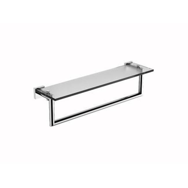 Kartners MADRID -  24-inch Glass Shelf  with Towel Rail-Polished Chrome