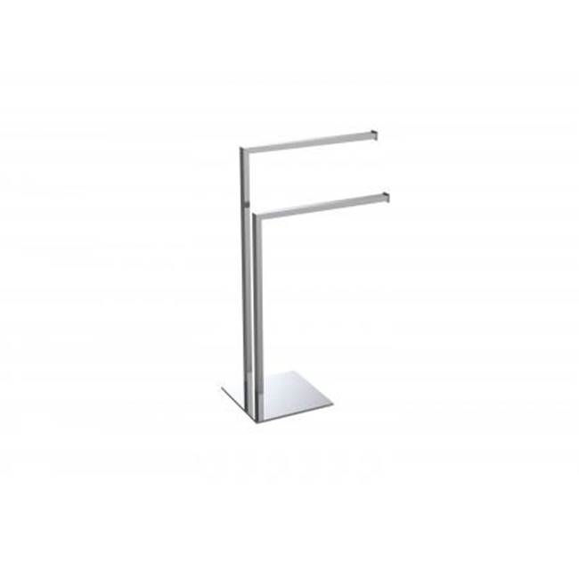 Kartners Free Standing - Square Double Towel Rail-Unlacquered Brass