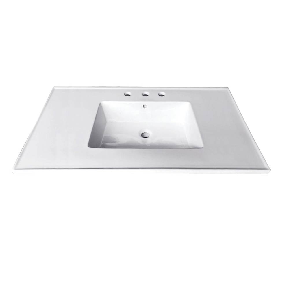 Kingston Brass Fauceture Continental 31-Inch Ceramic Vanity Top, 4-Inch, 3-Hole, White
