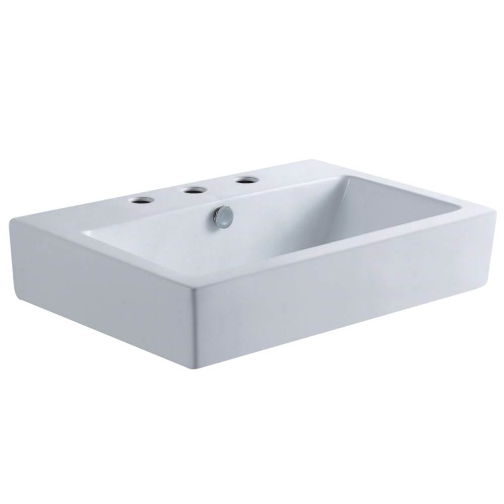 Kingston Brass Century Ceramic Bathroom Sink (8-Inch, 3-Hole), White