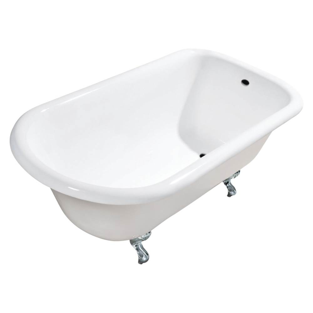 Kingston Brass Aqua Eden VCTND483117W1 48-Inch Cast Iron Roll Top Clawfoot Tub (No Faucet Drillings), White/Polished Chrome