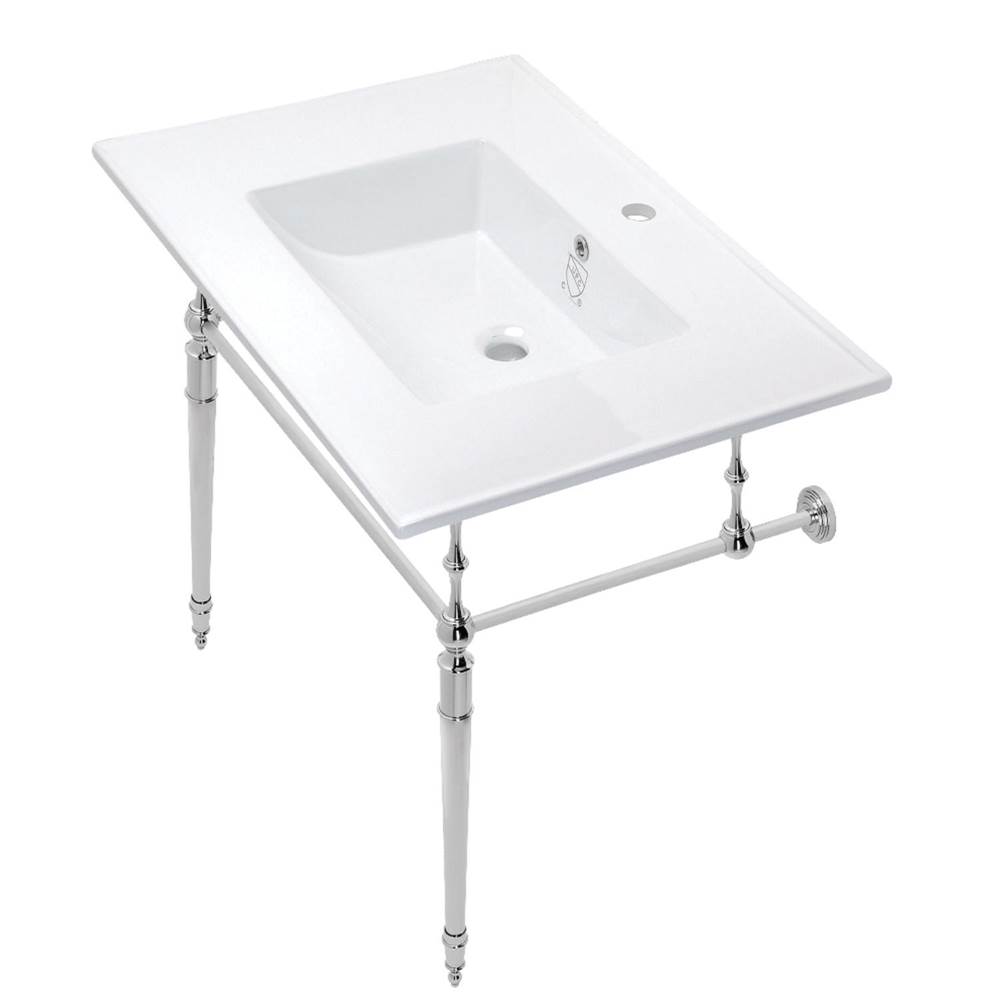 Kingston Brass Edwardian 31'' Console Sink with Brass Legs (Single Faucet Hole), White/Polished Chrome