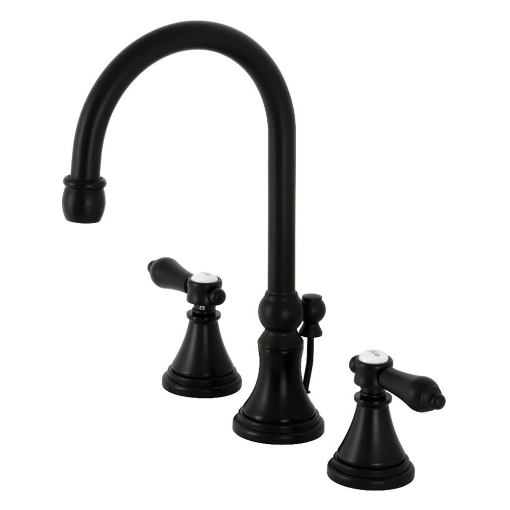 Kingston Brass Heirloom Widespread Bathroom Faucet with Brass Pop-Up, Matte Black