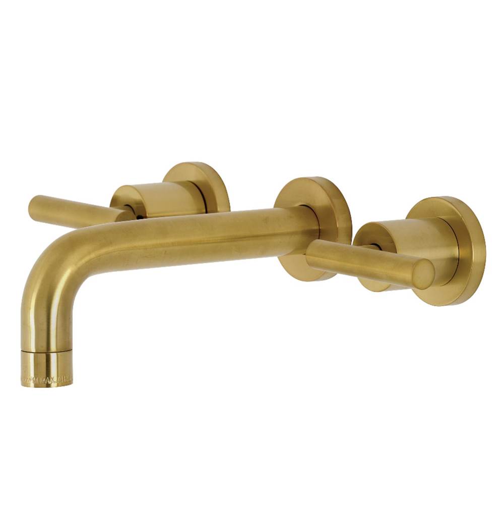 Kingston Brass Manhattan 2-Handle 8 in. Wall Mount Bathroom Faucet, Brushed Brass