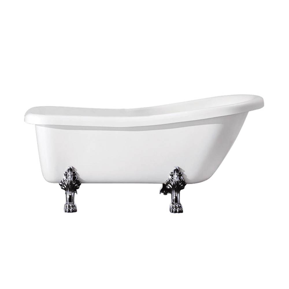 Kingston Brass Aqua Eden 67-Inch Acrylic Single Slipper Clawfoot Tub with 7-Inch Faucet Drillings, White/Polished Chrome