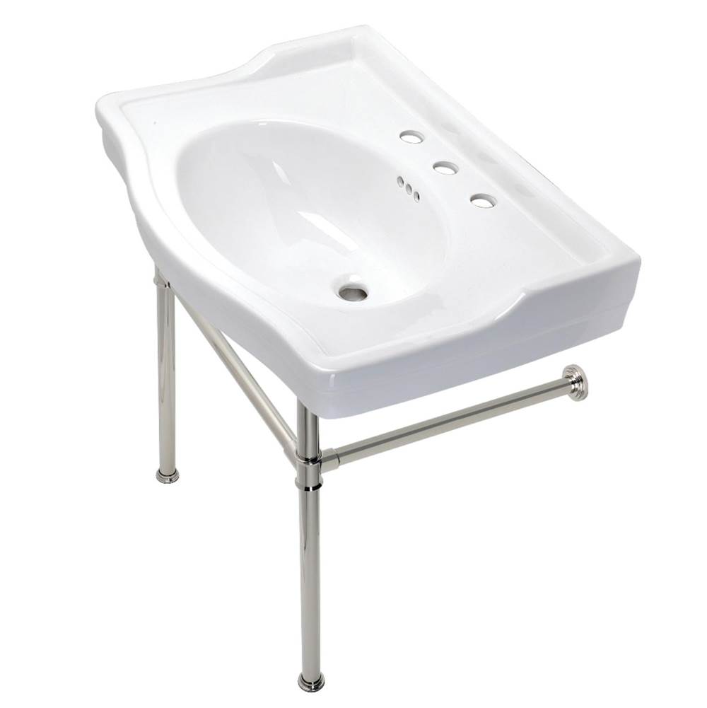Kingston Brass Victorian 30-Inch Console Sink with Stainless Steel Legs, Polished Nickel