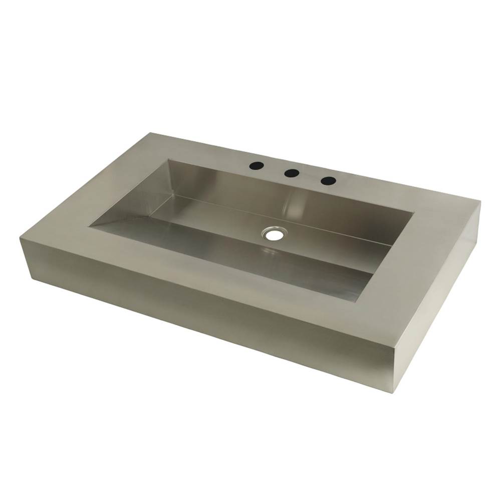Kingston Brass Fauceture 37'' x 22'' Stainless Steel Bathroom Sink, Brushed