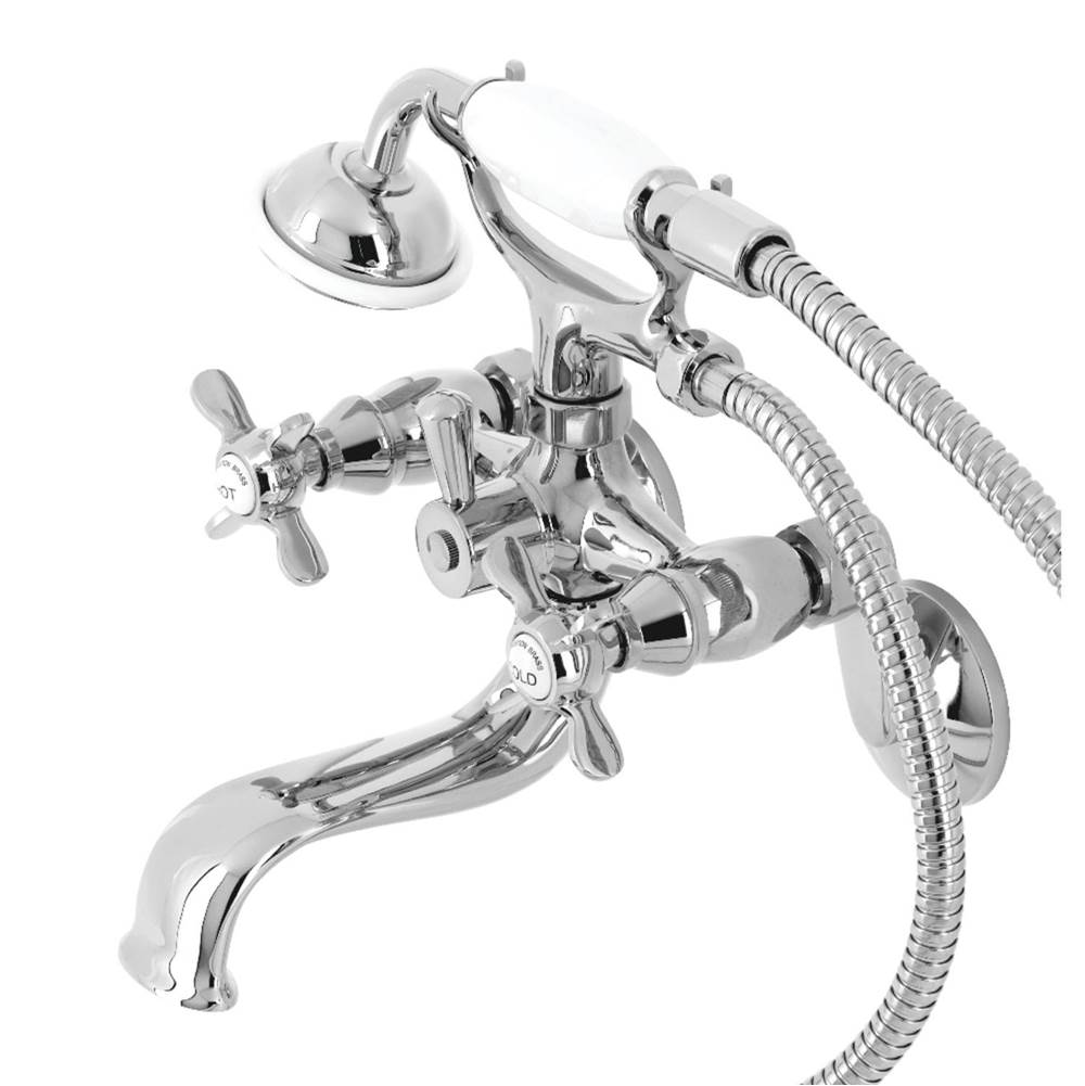Kingston Brass Essex Wall Mount Clawfoot Tub Faucet with Hand Shower, Polished Chrome
