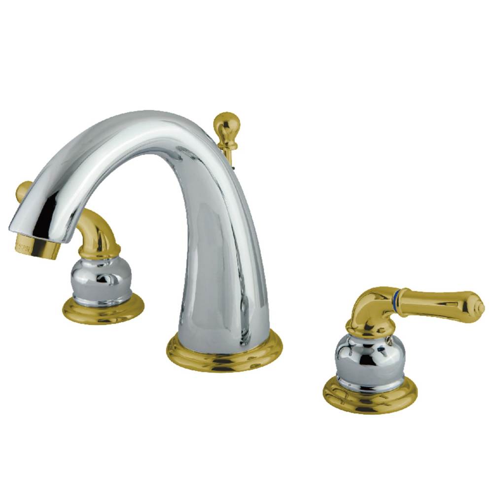 Kingston Brass Naples Widespread Bathroom Faucet, Polished Chrome/Polished Brass