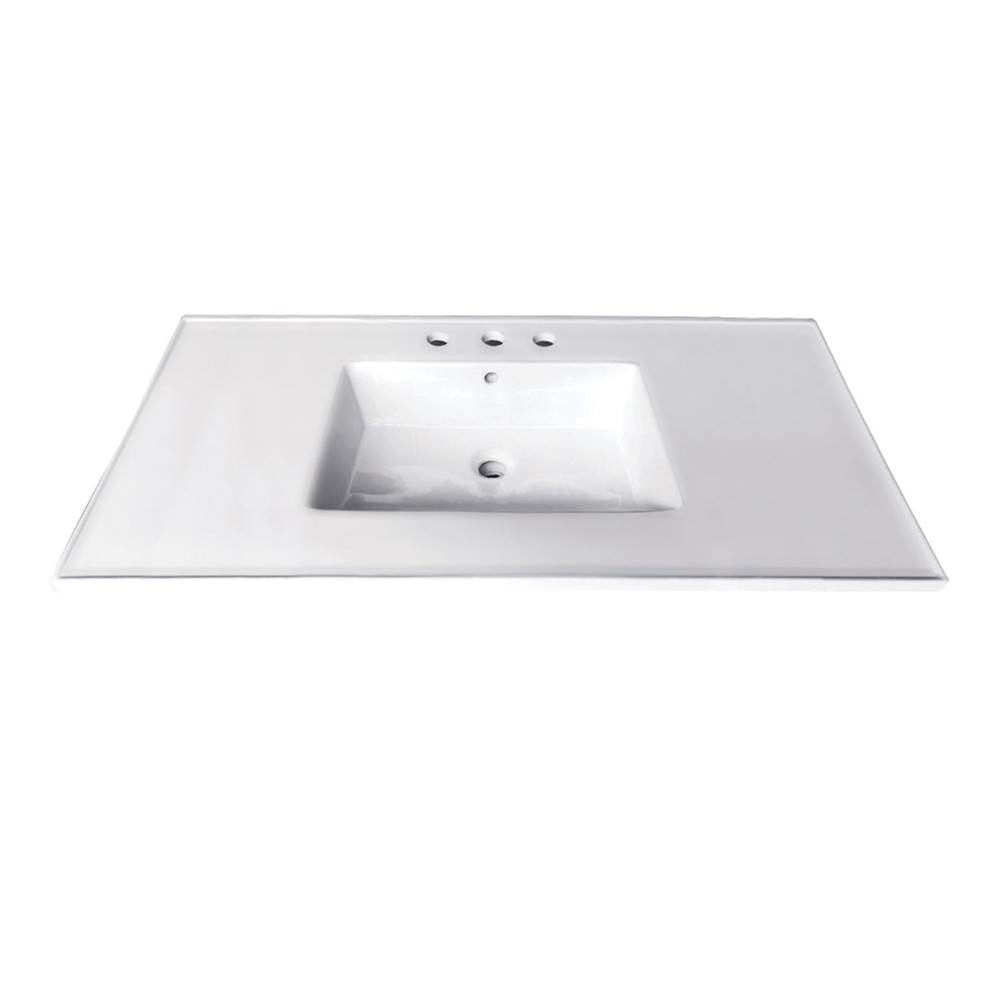 Kingston Brass Fauceture Continental 37-Inch Ceramic Vanity Top, 4-Inch, 3-Hole, White