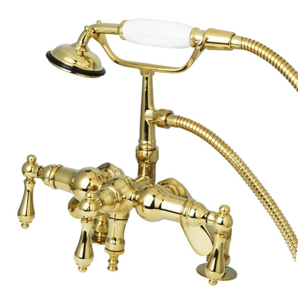 Kingston Brass Vintage Adjustable Center Deck Mount Tub Faucet, Polished Brass