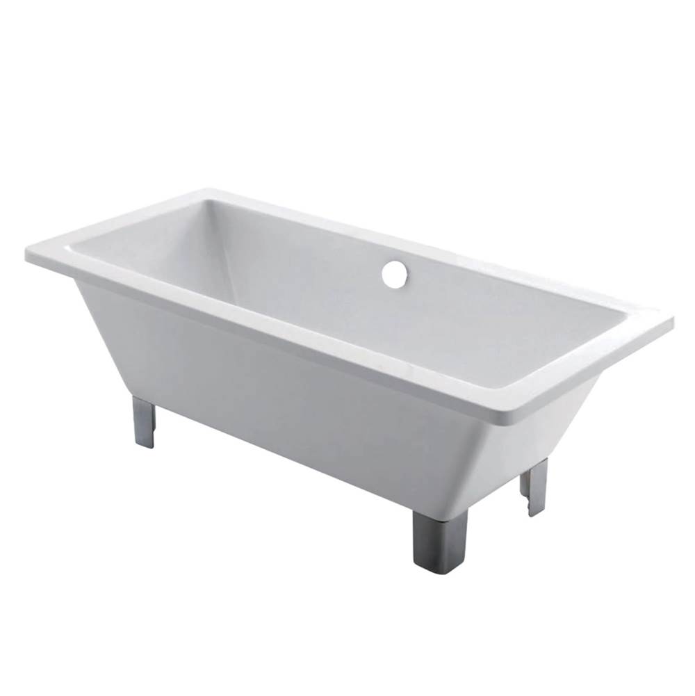 Kingston Brass Aqua Eden 67-Inch Acrylic Double Ended Clawfoot Tub (No Faucet Drillings), White/Polished Chrome