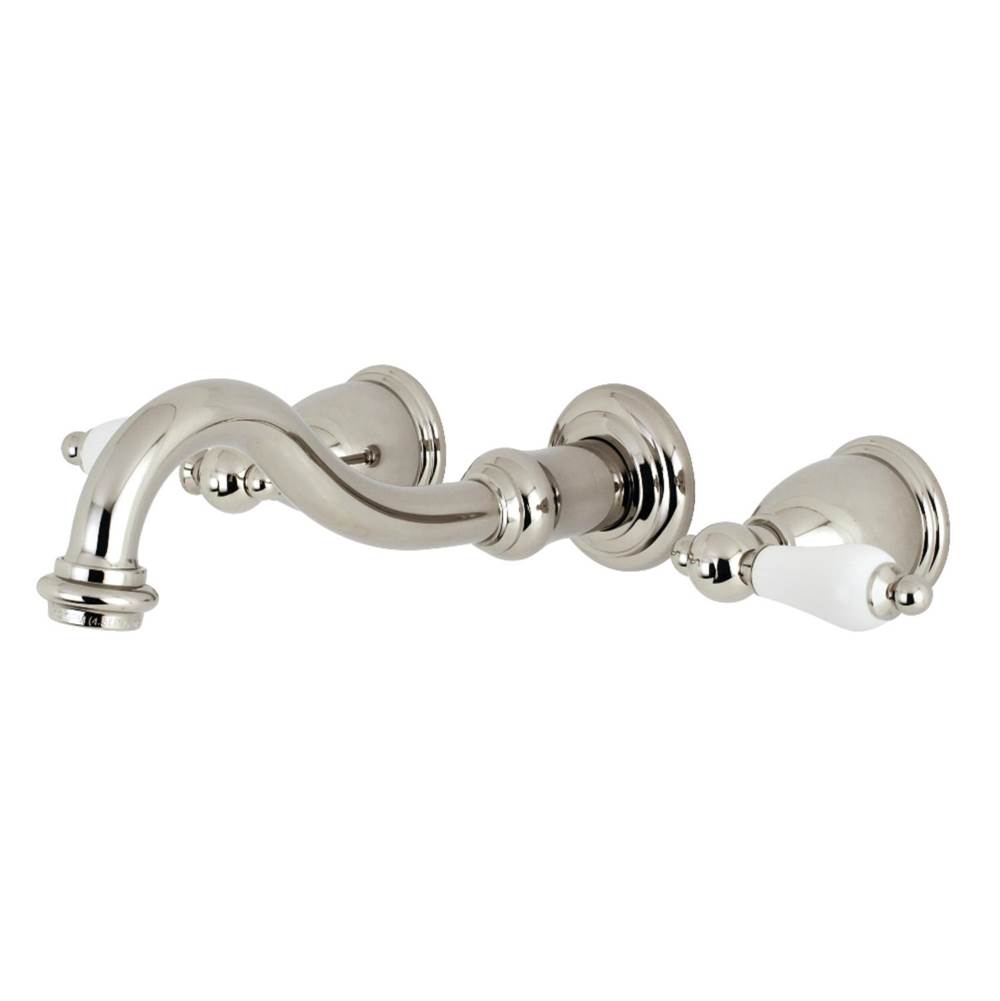 Kingston Brass Vintage 2-Handle Wall Mount Bathroom Faucet, Polished Nickel