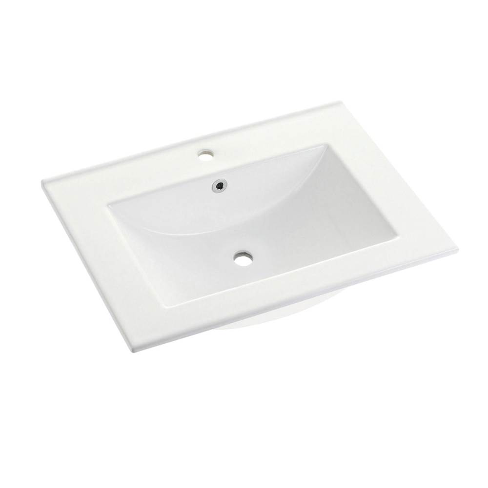 Kingston Brass Fauceture Ultra Modern 24-Inch X 18-Inch Ceramic Vanity Top (1 Hole), White