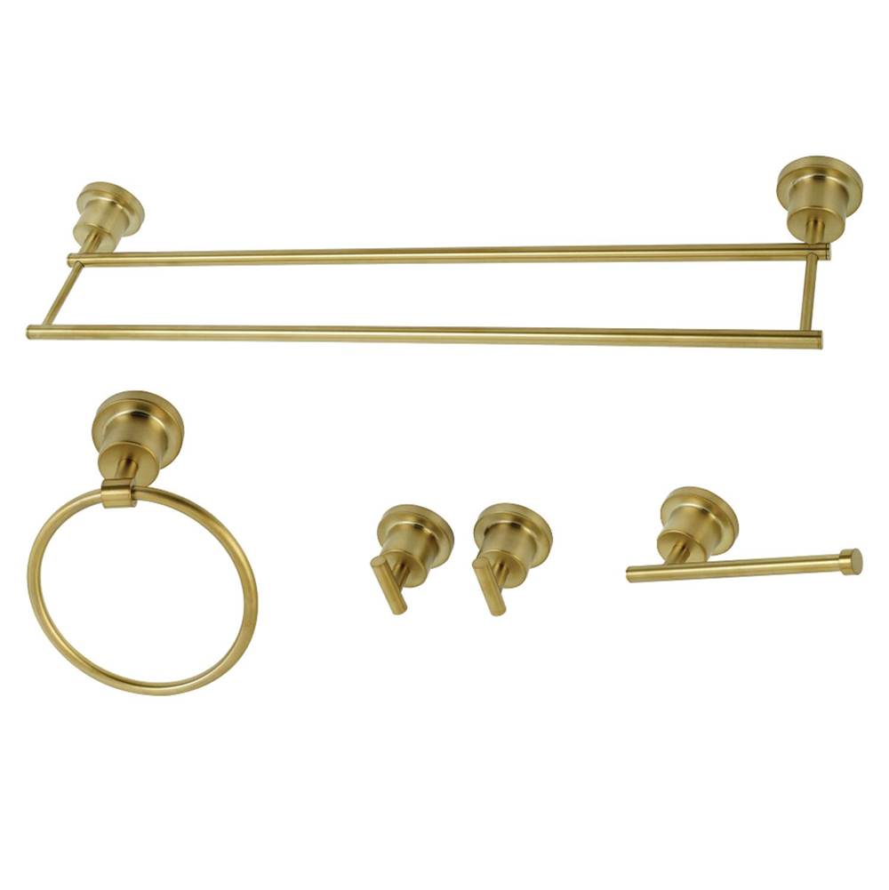 Kingston Brass Concord 5-Piece Bathroom Accessory Sets, Brushed Brass