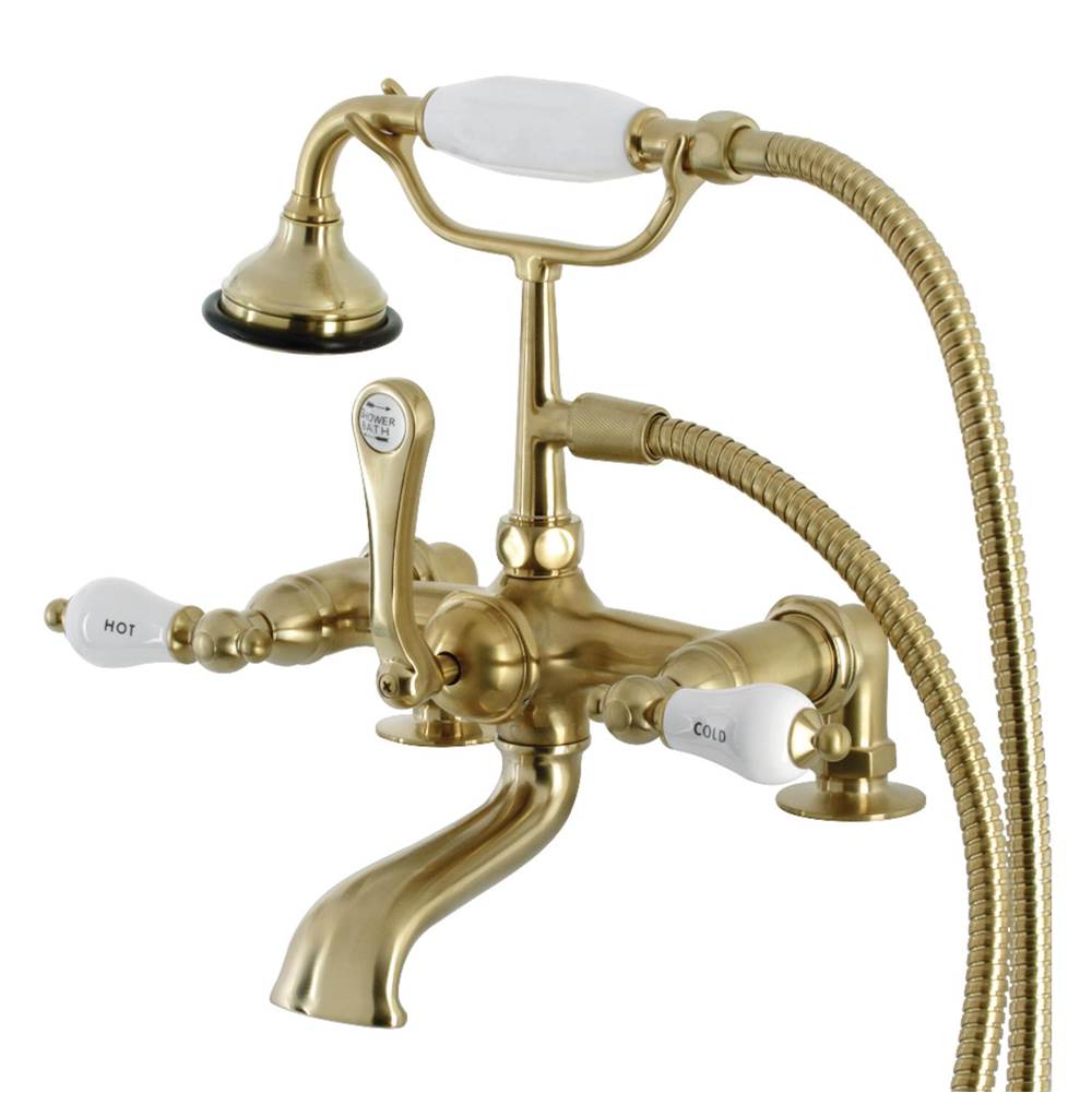 Kingston Brass Aqua Vintage Vintage 7-Inch Tub Faucet with Hand Shower, Brushed Brass