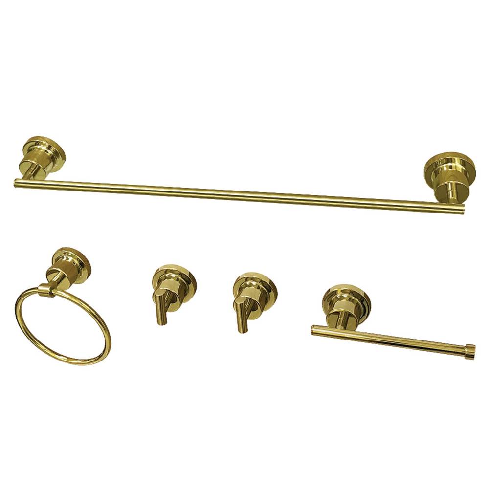 Kingston Brass Concord 5-Piece Bathroom Accessory Set, Polished Brass