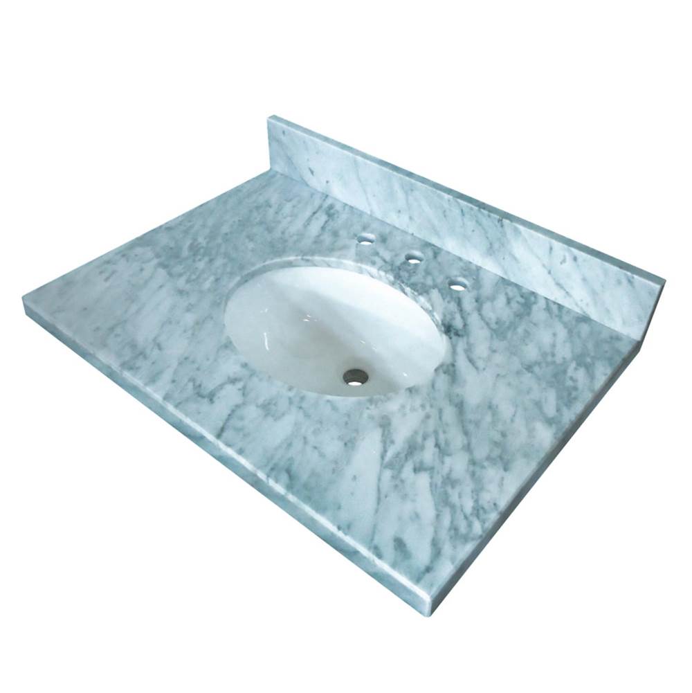 Kingston Brass Fauceture Templeton 36'' x 22'' Carrara Marble Vanity Top with Oval Sink, Carrara Marble