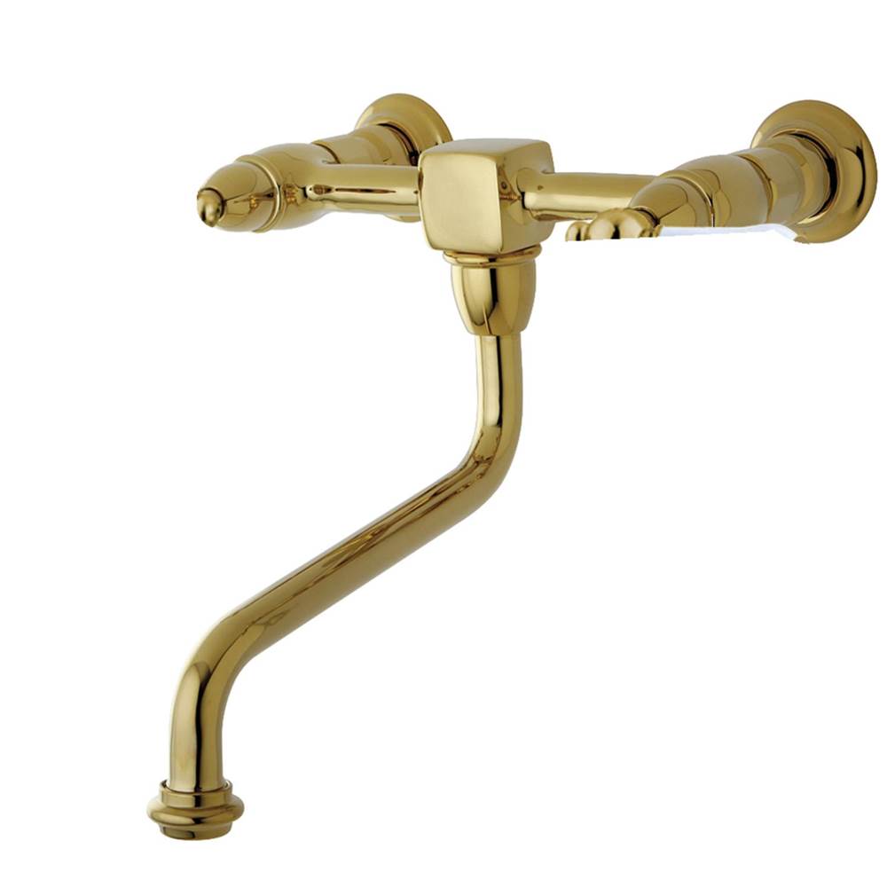 Kingston Brass Heritage Wall Mount Bathroom Faucet, Polished Brass