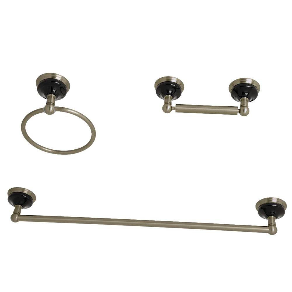 Kingston Brass Water Onyx 3-Piece Bathroom Accessory Set, Brushed Nickel