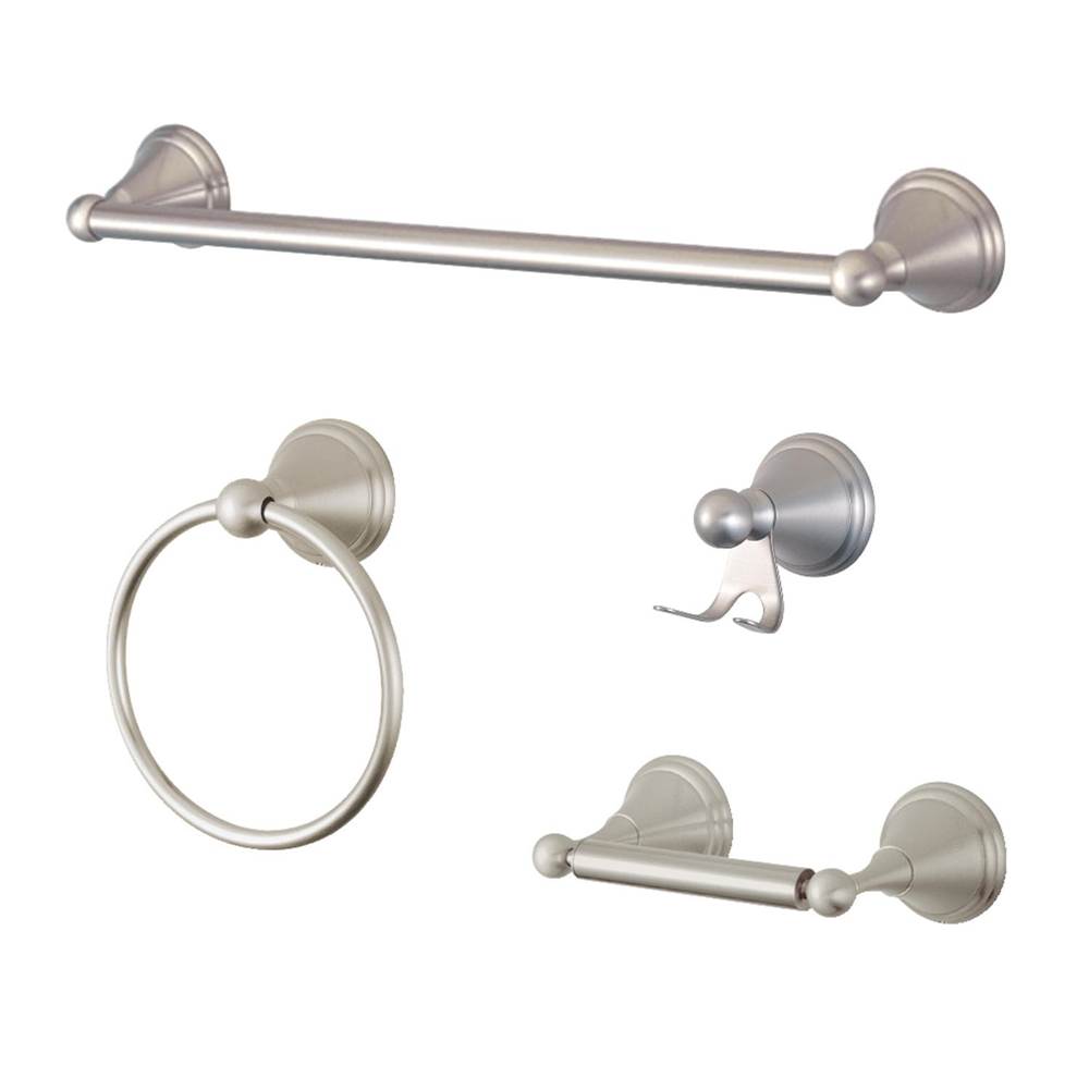 Kingston Brass 4-Piece Bathroom Accessories Set, Brushed Nickel