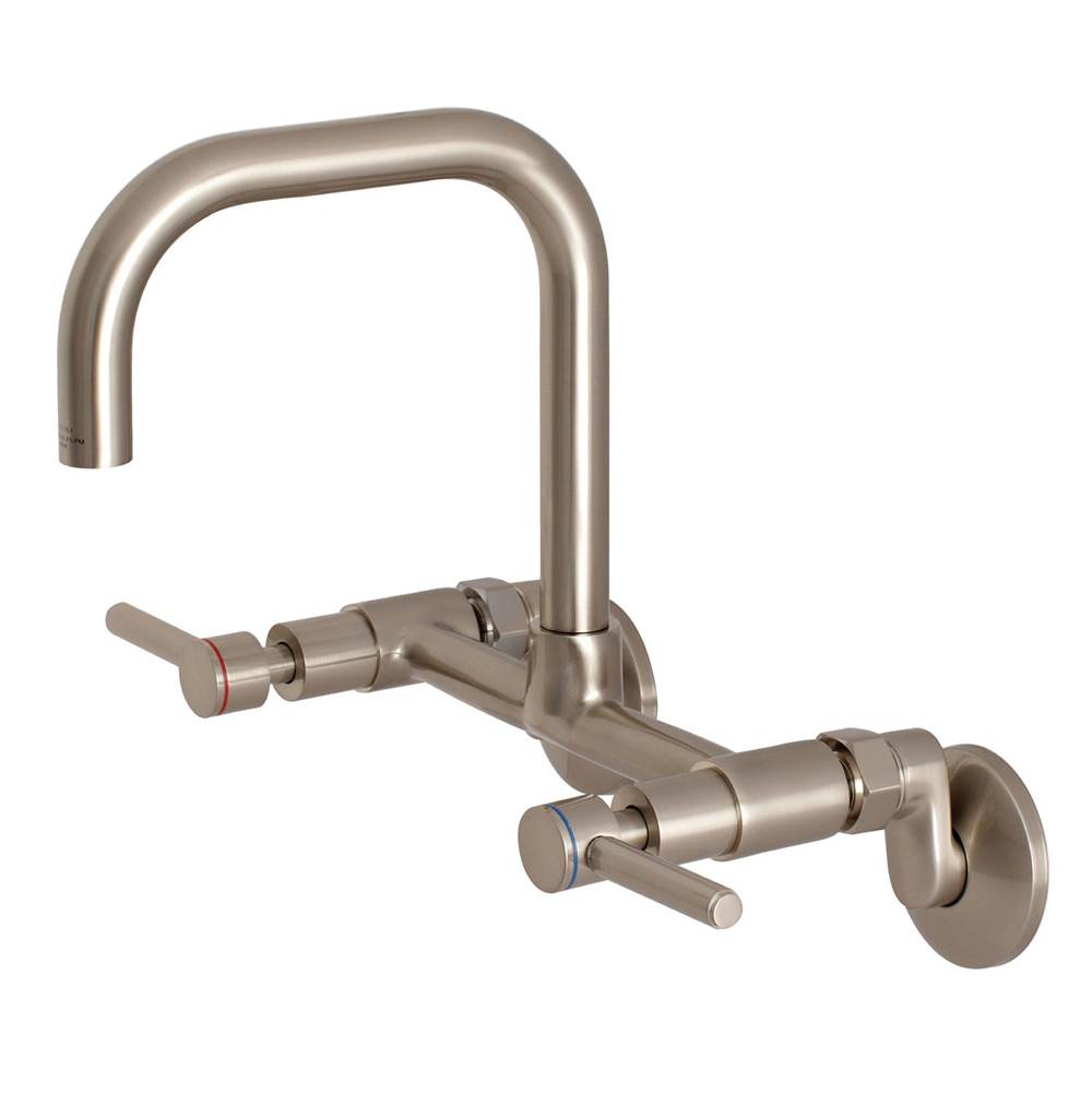 Kingston Brass Concord 8-Inch Adjustable Center Wall Mount Kitchen Faucet, Brushed Nickel