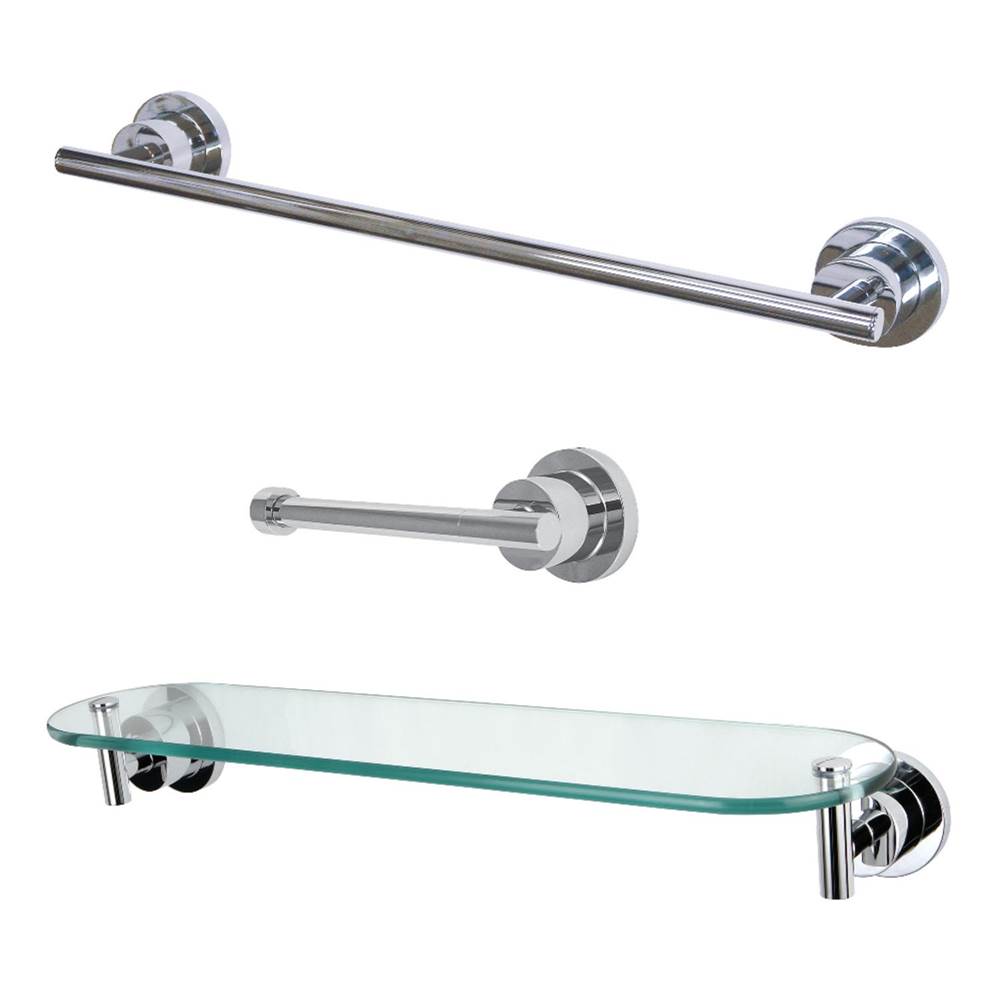 Kingston Brass 3-Piece Bathroom Accessories Set, Polished Chrome
