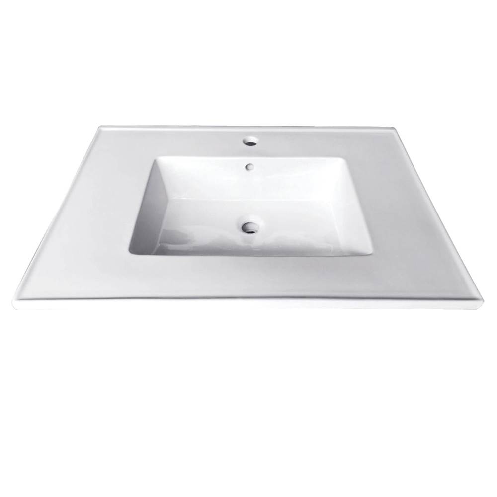 Kingston Brass Fauceture Continental 25-Inch Ceramic Vanity Top, 1-Hole, White