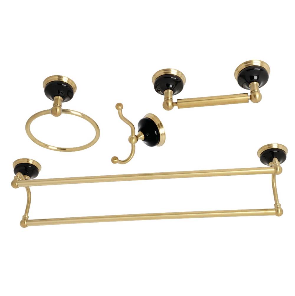 Kingston Brass Water Onyx 4-Piece Bathroom Accessory Set, Brushed Brass