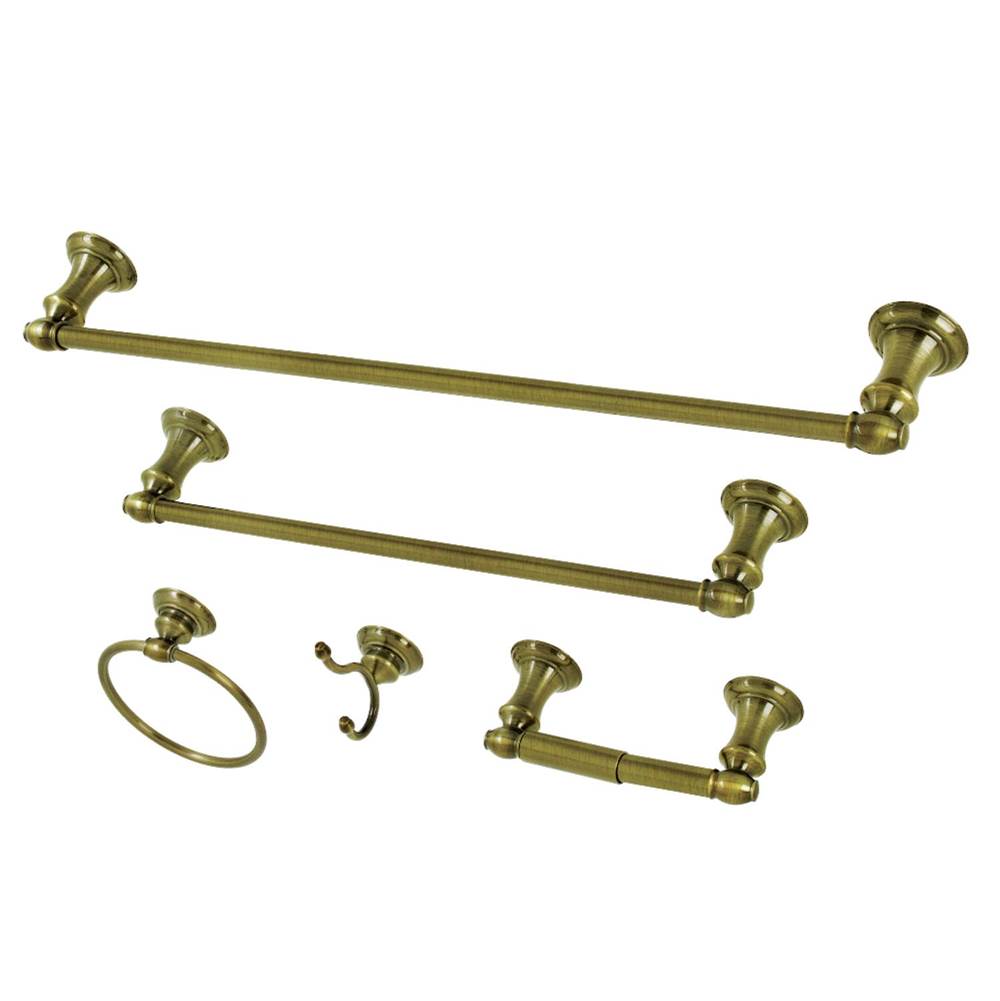 Kingston Brass Provence 5-Piece Bathroom Accessory Set, Antique Brass
