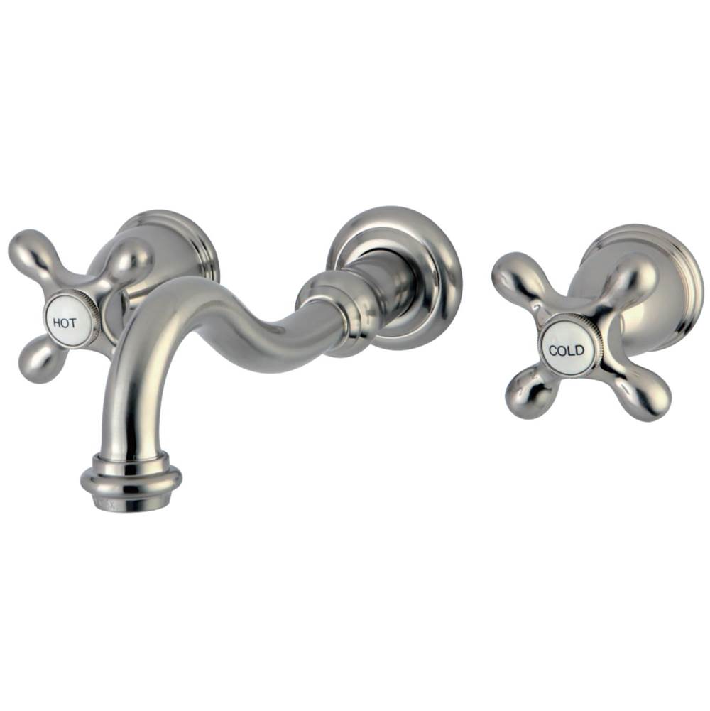 Kingston Brass Vintage 2-Handle Wall Mount Bathroom Faucet, Brushed Nickel