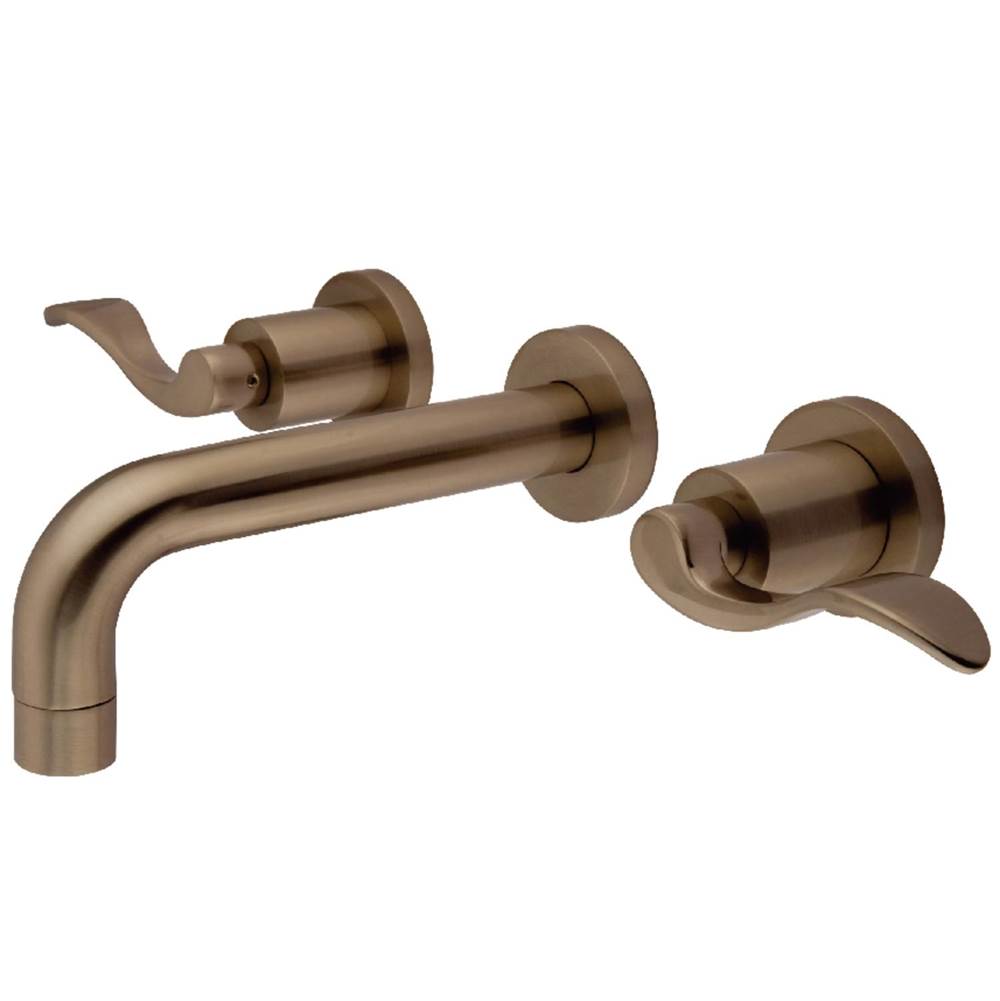 Kingston Brass NuWave 2-Handle Wall Mount Bathroom Faucet, Brushed Nickel