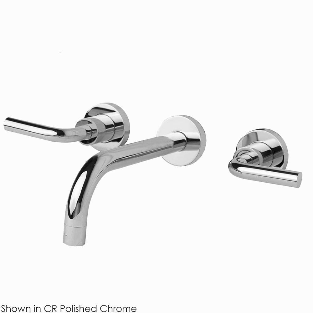 Lacava ROUGH - Wall-mount three-hole faucet with two curved lever handles, no backplate, spout 6''.