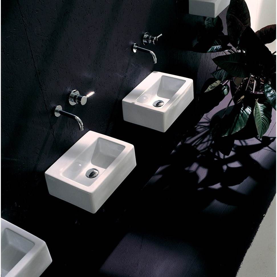 Lacava Wall-mount or above-counter porcelain Bathroom Sink with an overflow, unfinished back.
