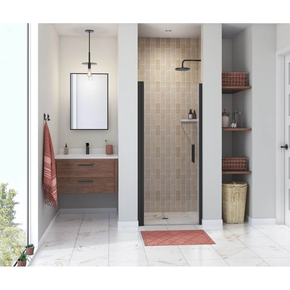 Maax Manhattan 33-35 x 68 in. 6 mm Pivot Shower Door for Alcove Installation with Clear glass & Round Handle in Matte Black