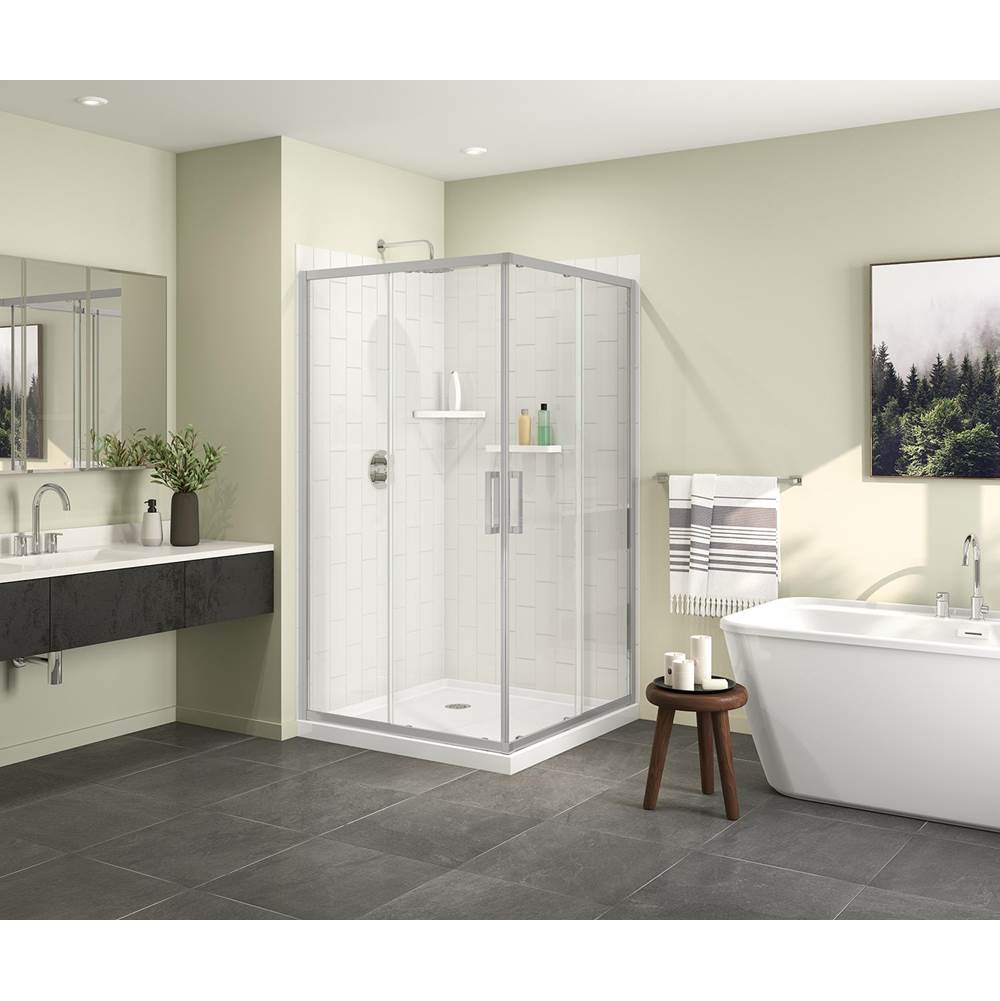 Maax Radia Square 42 x 42 x 71 1/2 in. 6 mm Sliding Shower Door for Corner Installation with Clear glass in Chrome