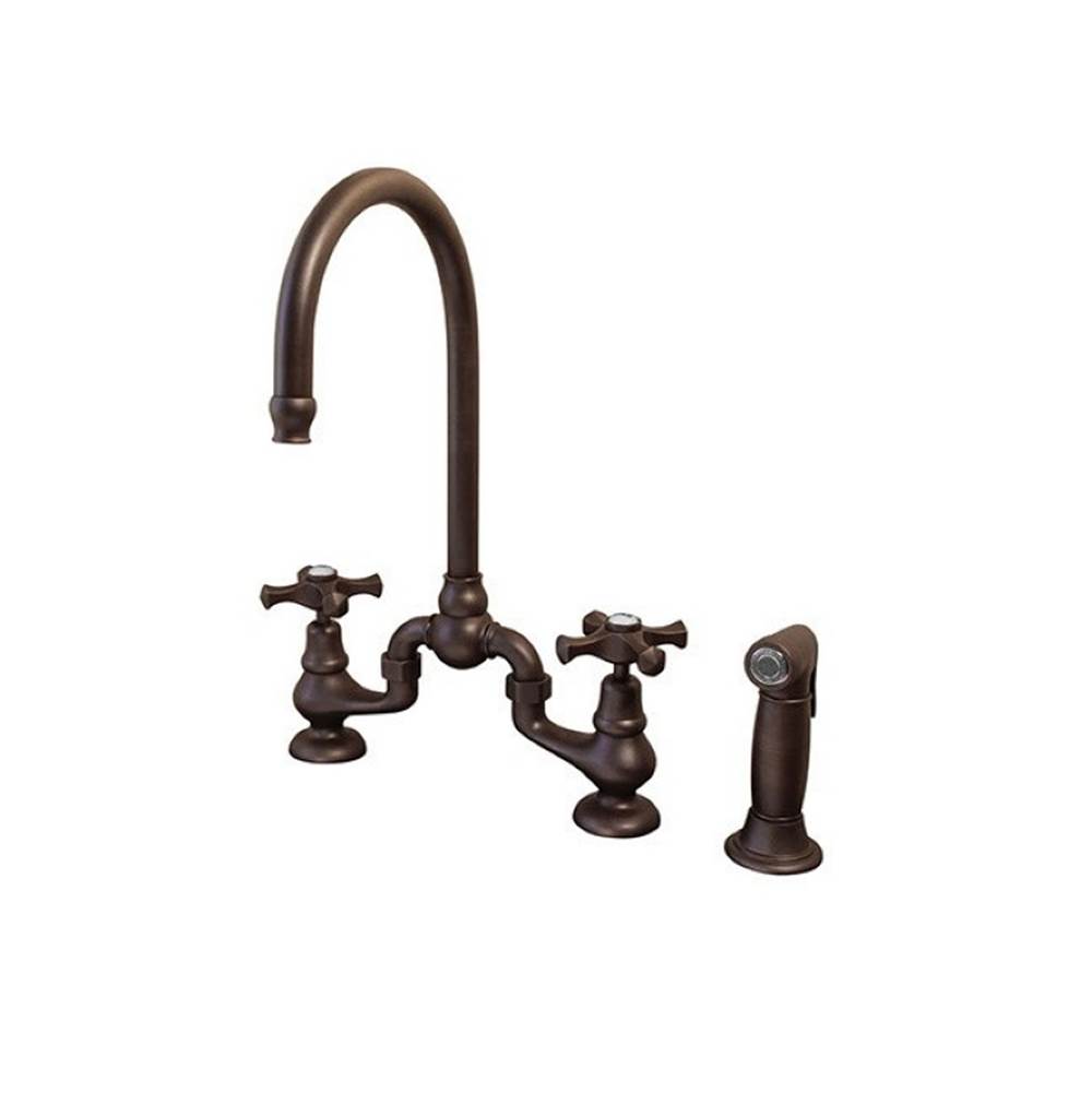 Sonoma Forge Brownstone Deck Mount Faucet With Swivel Spout And Ceramic Hot And Cold Buttons 6-5/8'' Center To Aerator 9-1/2'' Height, To Spout Tip