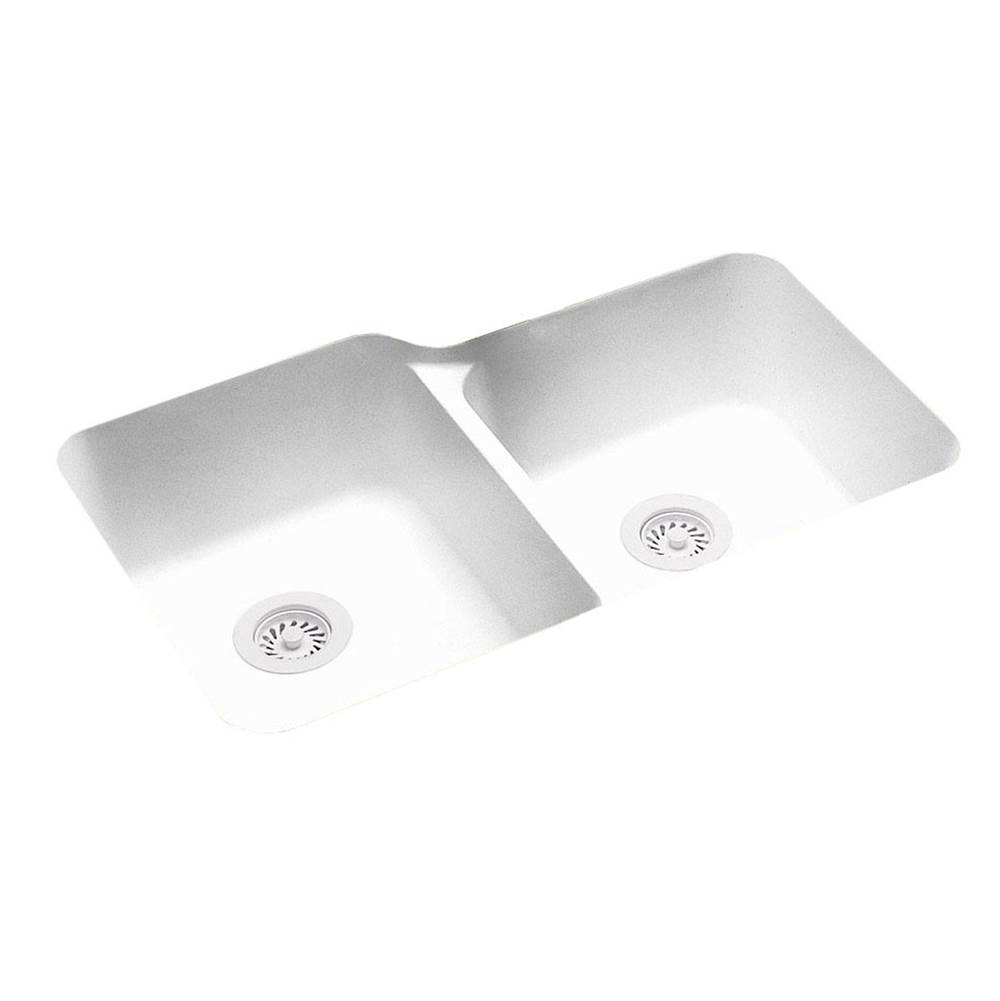 Swan US-3015 15 x 30 Swanstone® Undermount Double Bowl Sink in White