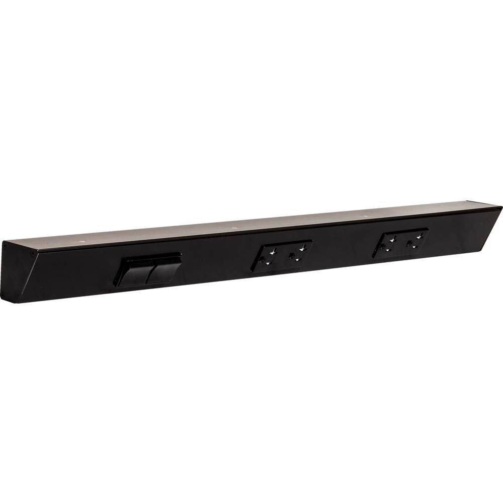 Task Lighting 24'' TR Switch Series Angle Power Strip, Left Switches, Black Finish, Black Switches and Receptacles