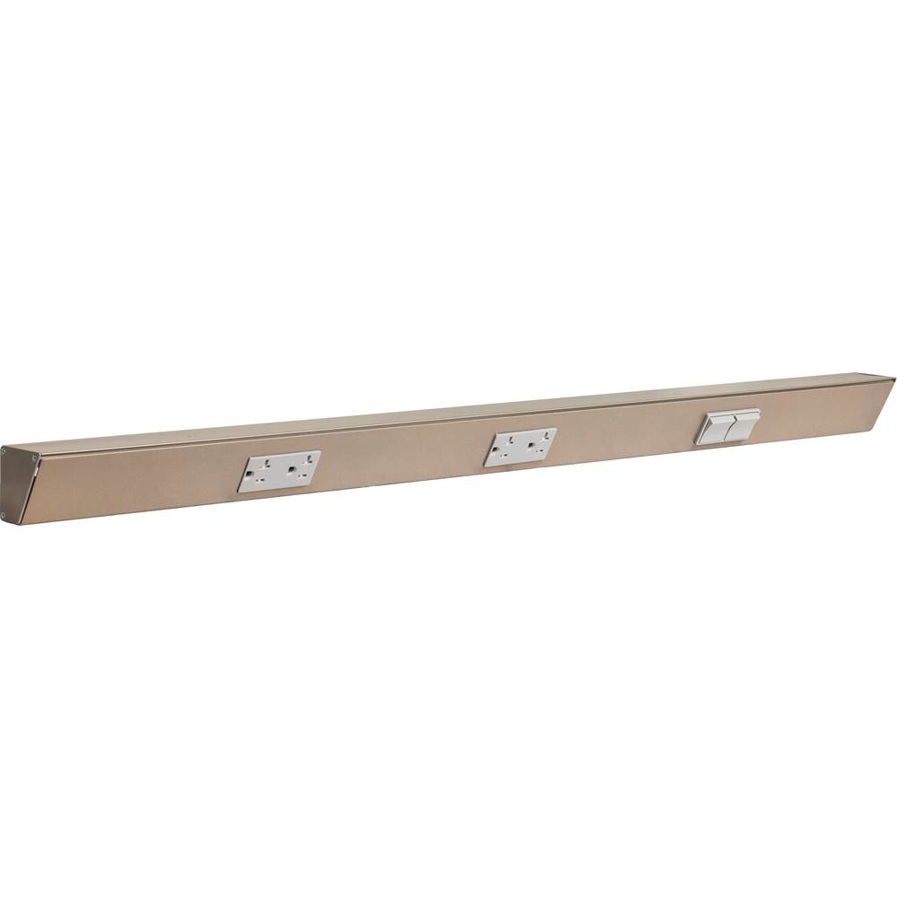 Task Lighting 36'' TR Switch Series Angle Power Strip, Right Switches, Satin Nickel Finish, Grey Switches and Receptacles